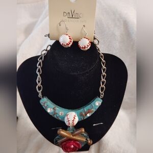 DaVinci Baseball Earrings with Red and White Accents